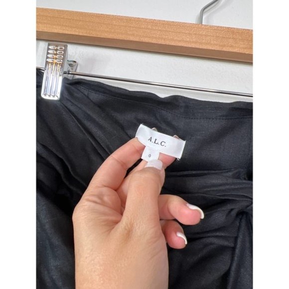 A.L.C Heather Linen Eyelet High Low Midi Skirt Women's Black Size: 0 NWT - Picture 4 of 8